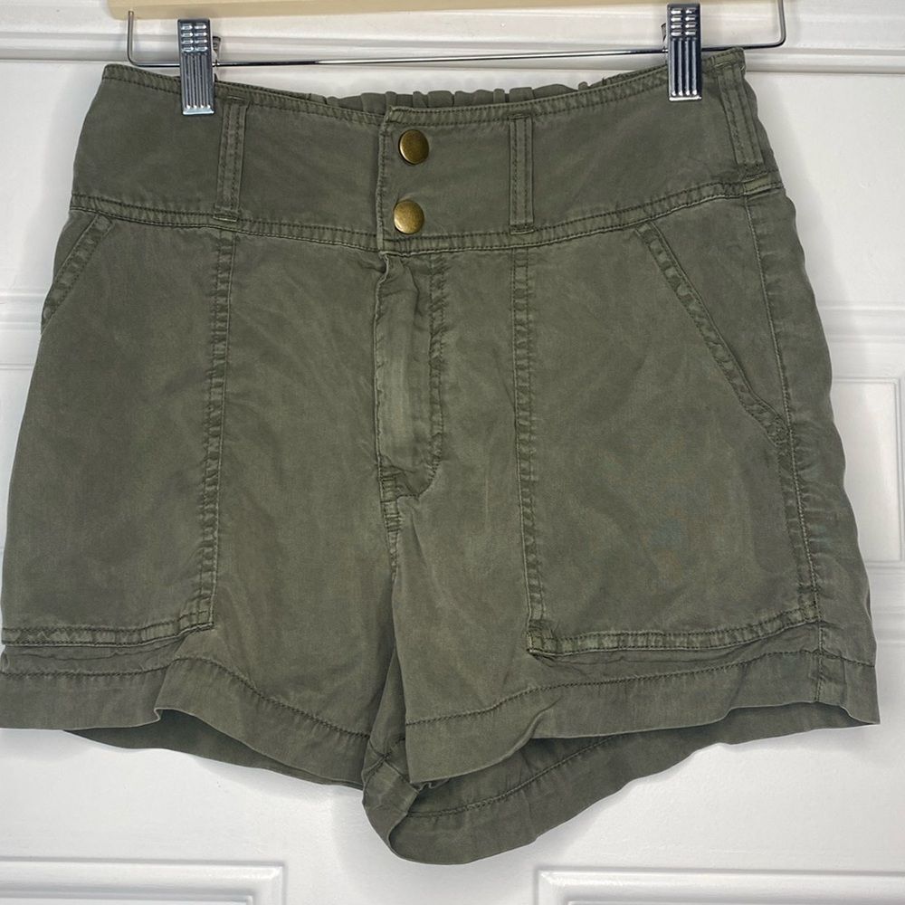 Abercrombie & Fitch Olive Green High-Waist Utility Shorts